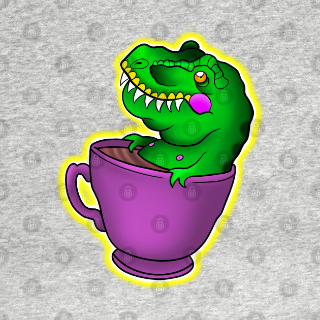 Dinosaur loves coffee by Inkoholic
